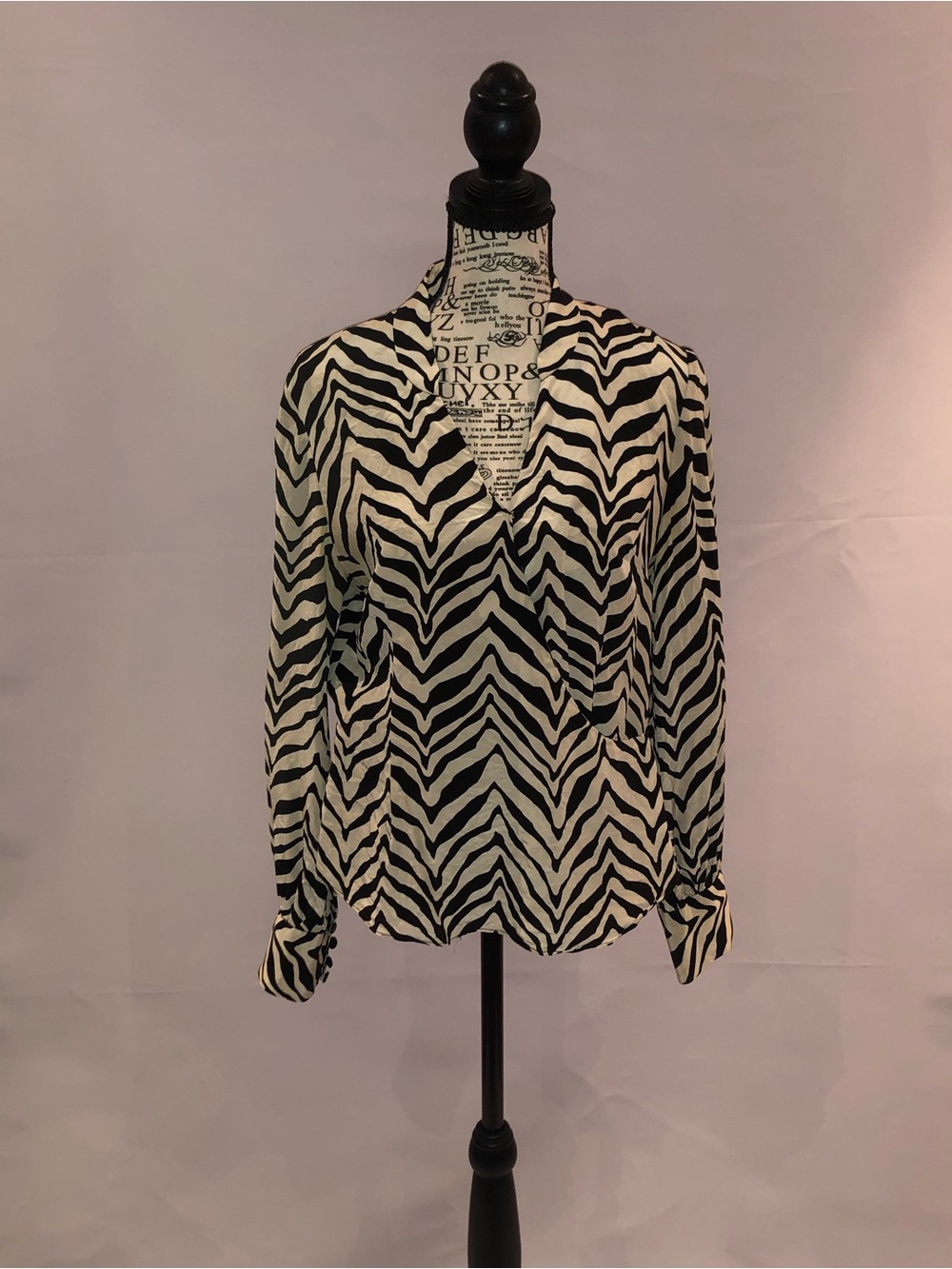 Talbots Black & Cream Zebra-Print Mini Skirt